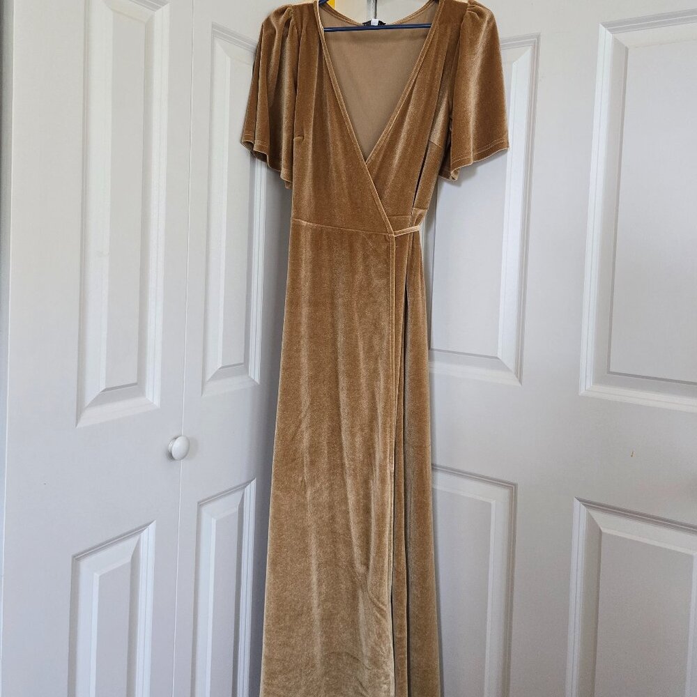 Baltic Born Meghan Velvet Wrap Maxi Dress in Gold